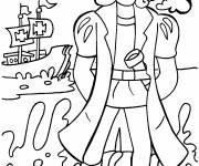 Coloriage Sc&egrave;ne de Christophe Colomb pour enfants
