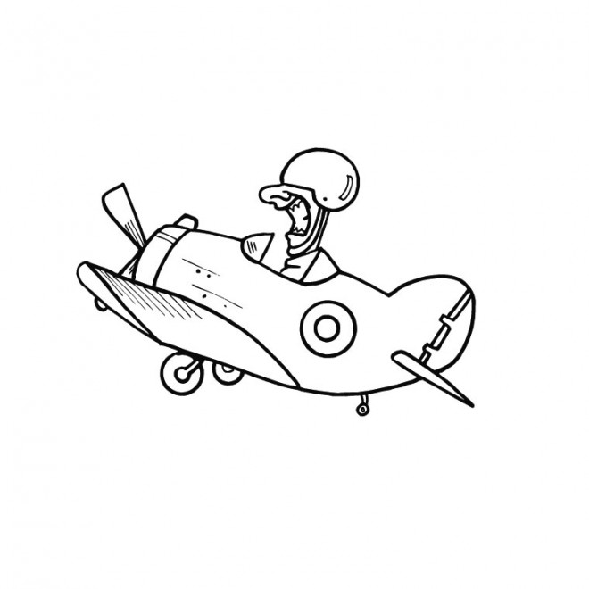 Coloriage Avion De Guerre Drôle Dessin Gratuit à Imprimer