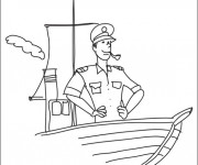 Coloriage Bateau et capitaine