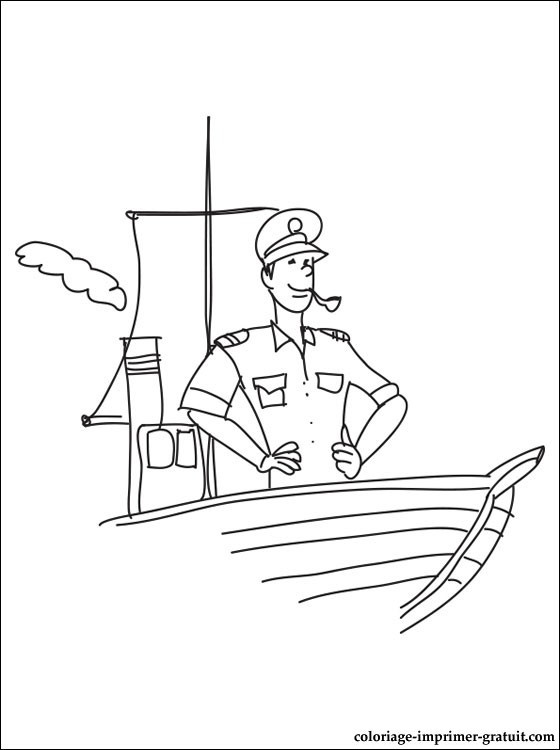 Coloriage et dessins gratuits Bateau et capitaine à imprimer