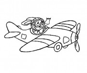 Coloriage Le lapin pilote un avion