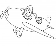 Coloriage Oui Oui pilote son avion