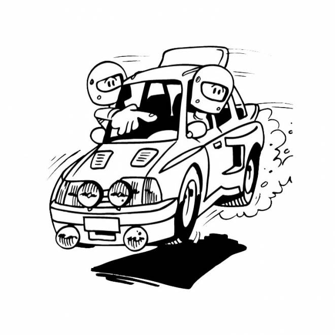 Coloriage Voiture de rallye drôle dessin gratuit à imprimer