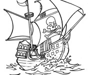 Coloriage Bateau Pirates traverse la mer