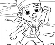 Coloriage Pirate enfant sur la plage