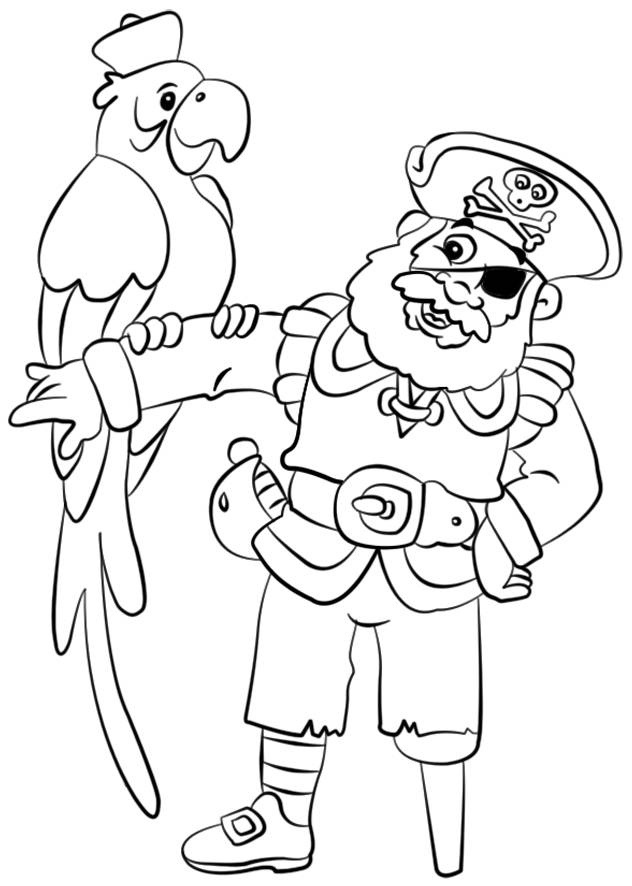 Coloriage et dessins gratuits Pirate et perroquet facile à imprimer