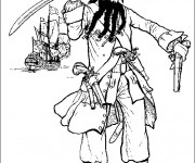 Coloriage Pirate et ses armes