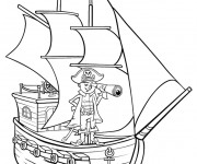 Coloriage Pirate et son  binoculaire