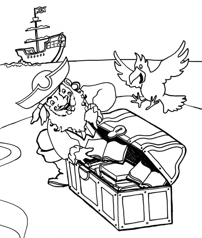 Coloriage et dessins gratuits Pirate et trésor de livre à imprimer