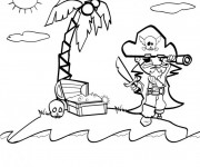 Coloriage Pirate et trésor sur l'île