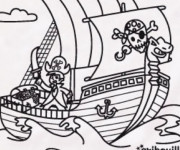 Coloriage Pirate sur le bateau