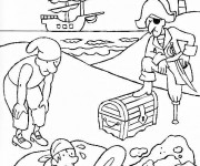 Coloriage Pirates ont déjà trouvé leur trésor