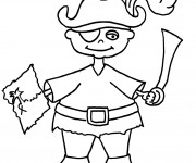Coloriage Pirates porte la carte de tr&eacute;sor