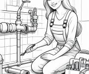 Coloriage Barbie teste ses comp&eacute;tence en plomberie