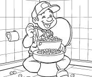 Coloriage Dr&ocirc;le de plombier &agrave; la toilette
