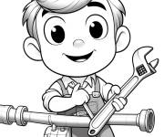 Coloriage Gar&ccedil;on expert en plomberie