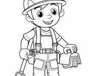 Coloriage Garcon fait de la plomberie joyeusement