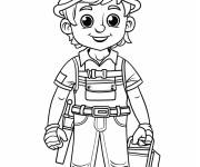 Coloriage Garcon plombier adorable pour maternelle