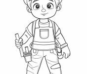 Coloriage Garcon plombier corps entier