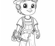 Coloriage Garcon plombier en noir et blanc