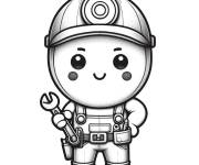Coloriage Jeune plombier kawaii