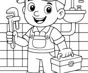 Coloriage Jeune Plombier mignon
