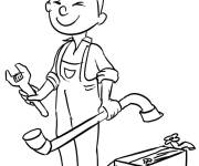 Coloriage et dessins gratuit L'enfant fait du plomberie à imprimer