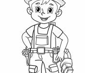 Coloriage Le petit plombier est bien &eacute;quip&eacute;