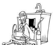 Coloriage et dessins gratuit Le plombier en travaillant pour enfants à imprimer