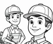 Coloriage Les deux jeunes plombiers