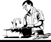 Coloriage M&eacute;tier de Plombier pour adulte