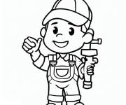 Coloriage Petit Plombier pr&ecirc;t pour pour les travaux de plomberie