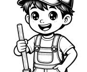 Coloriage Petit plombier qui d&eacute;bouche l&rsquo;&eacute;vier