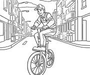 Coloriage Plombier &agrave; v&eacute;lo dans la ville