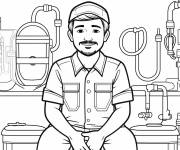 Coloriage Plombier assis