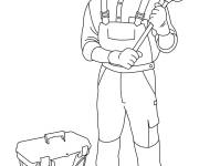 Coloriage et dessins gratuit Plombier avec sa boite d'outil à imprimer