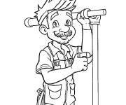 Coloriage Plombier avec ses &eacute;quipement