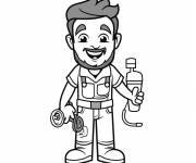 Coloriage Plombier avec ses outils
