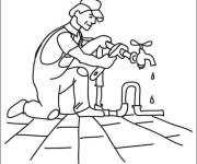 Coloriage et dessins gratuit Plombier dessin&eacute; &agrave; la main à imprimer