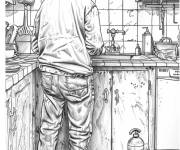 Coloriage Plombier d&eacute;taill&eacute;
