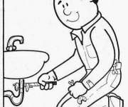 Coloriage Plombier en travail