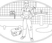 Coloriage Plombier et les travaux de plomberie