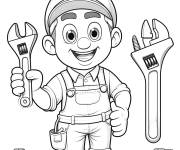 Coloriage Plombier et tuyaux &agrave; installer
