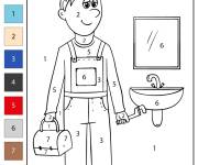 Coloriage et dessins gratuit Plombier num&eacute;rot&eacute; de 1 &agrave; 7 à imprimer