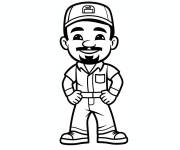 Coloriage Plombier portant une casque