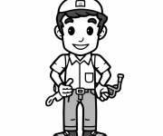 Coloriage Plombier pour r&eacute;parer les pipes