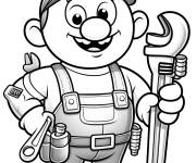 Coloriage plombier rigolo pret &agrave; travailler