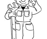 Coloriage Plombier tient un gros cl&eacute;