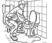 Coloriage Plombier travaillant dans la salle de bain