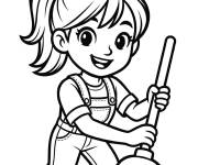 Coloriage Plombi&egrave;re qui d&eacute;bouch&eacute; avec la ventouse